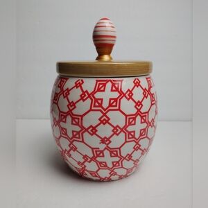 Gibson Urban Market Orange White Brown Storage Container Jar with Lid